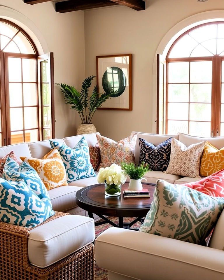 patterned throw pillows for sofa