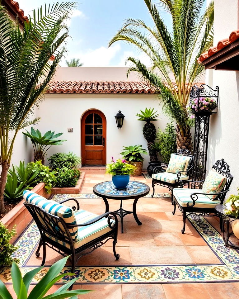 patterned tile borders patio