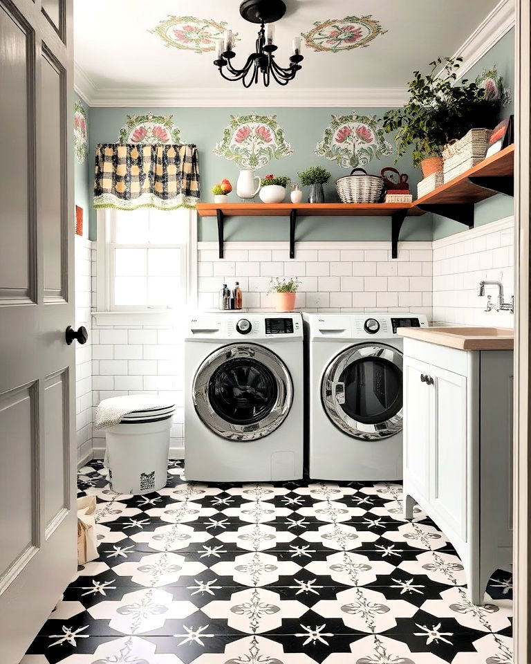 patterned tile flooring