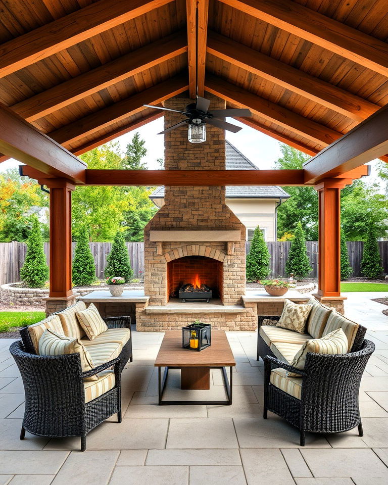 pavilion with pergola extension for warmth