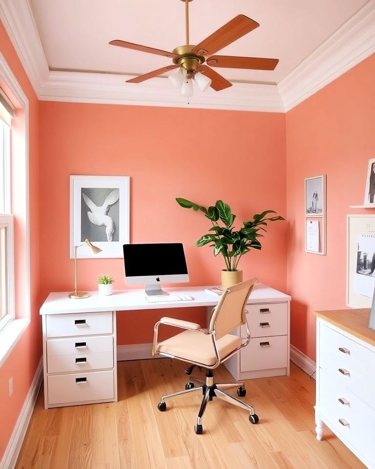 peach home office paint color