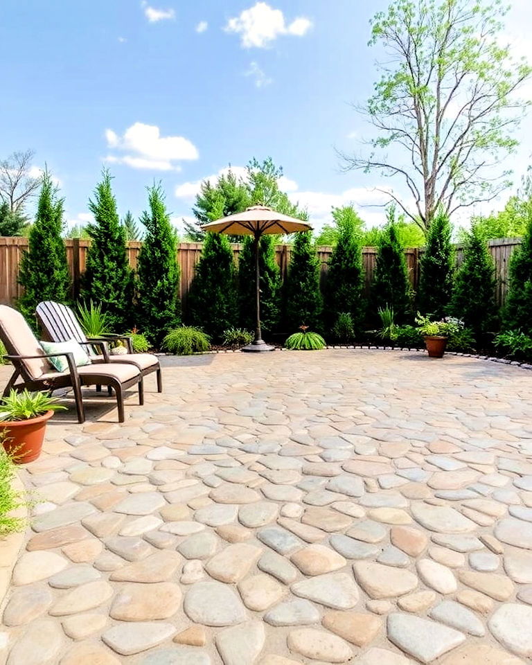 pebble imprint concrete patio