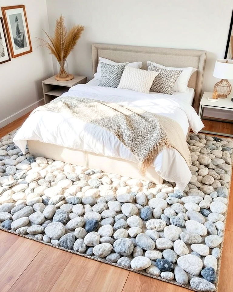 pebble inspired rug for bedroom