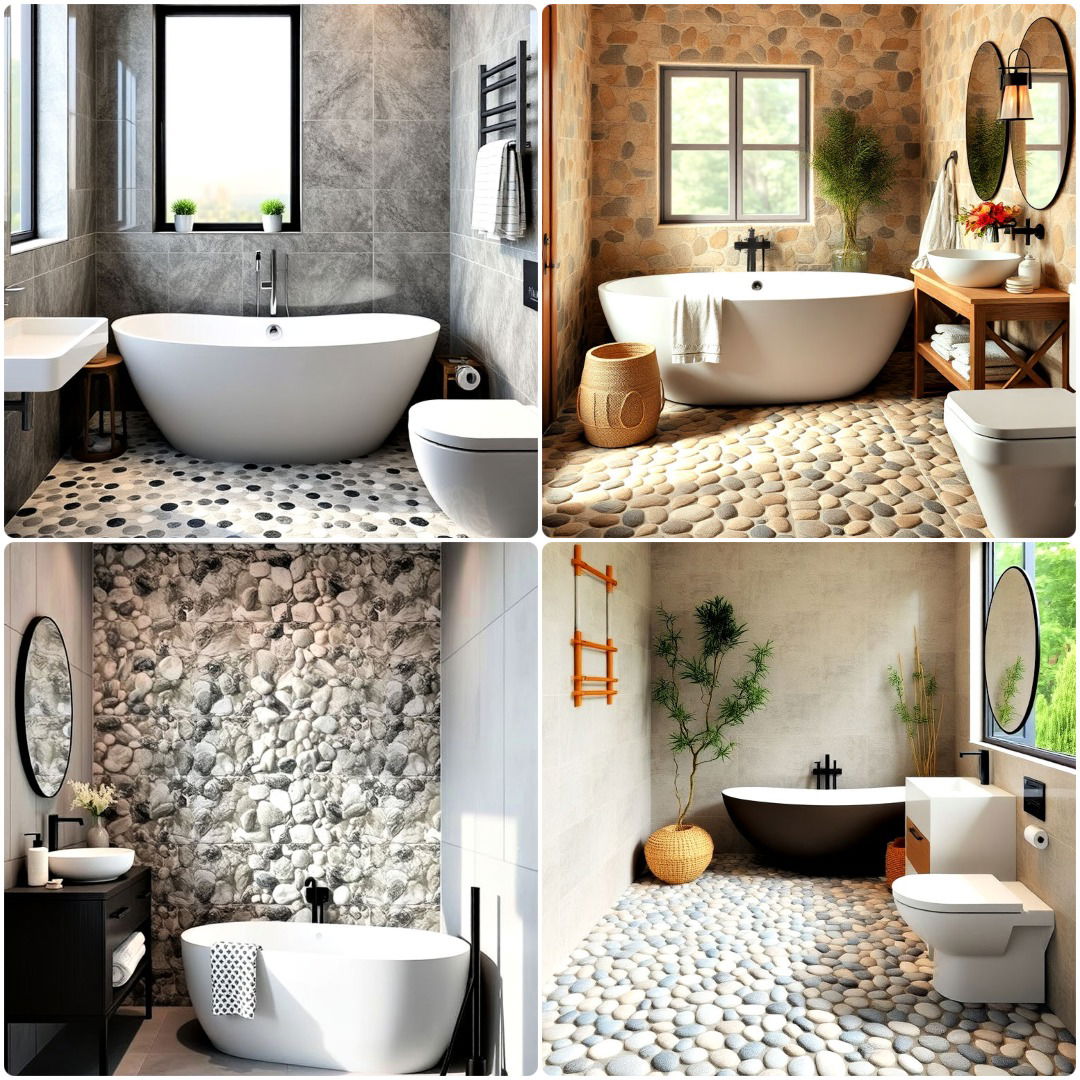 15 Pebble Tile Bathroom Ideas for Texture and Style