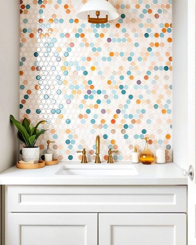 penny round tiles backsplash