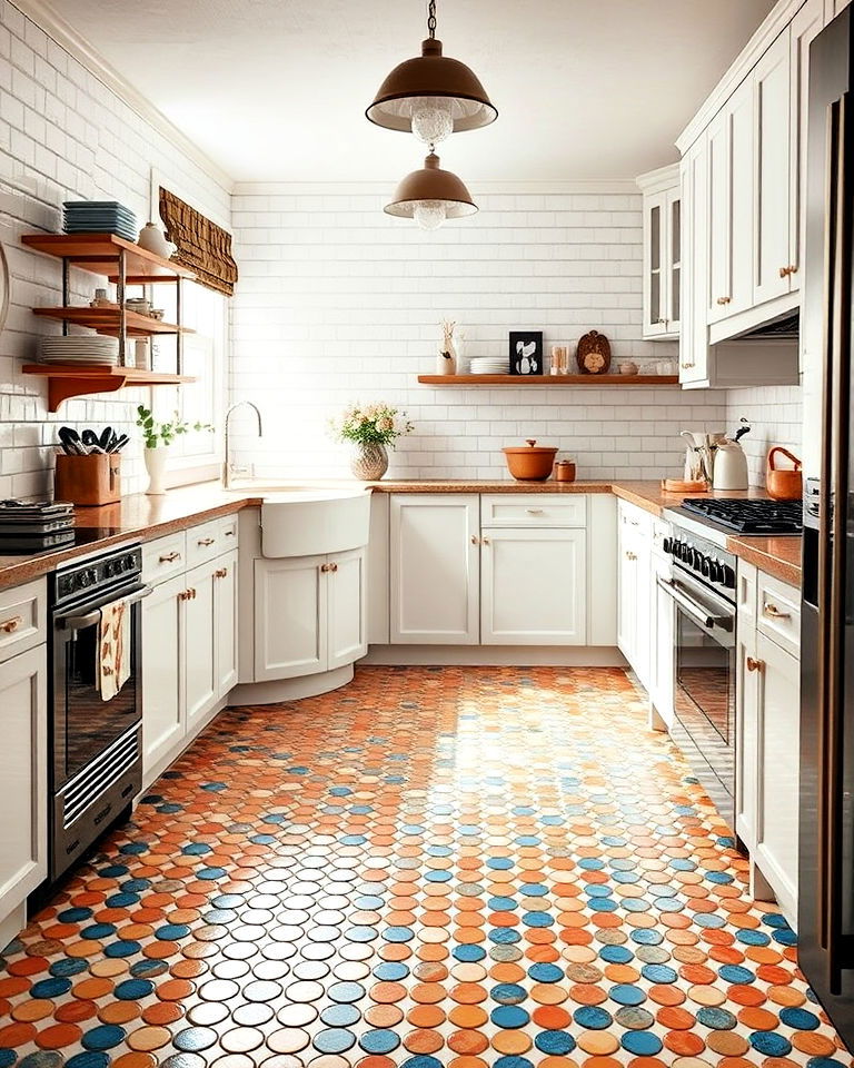 penny tiles for a playful vintage feel