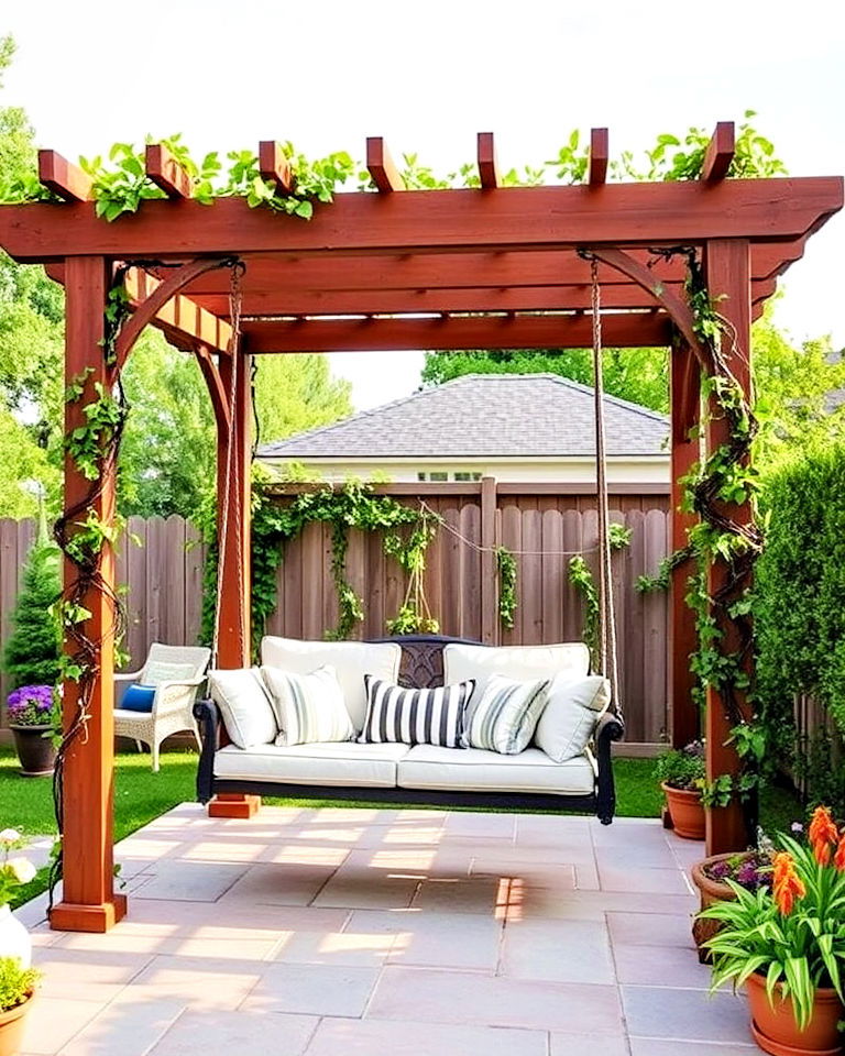 pergola with a swing for relaxation