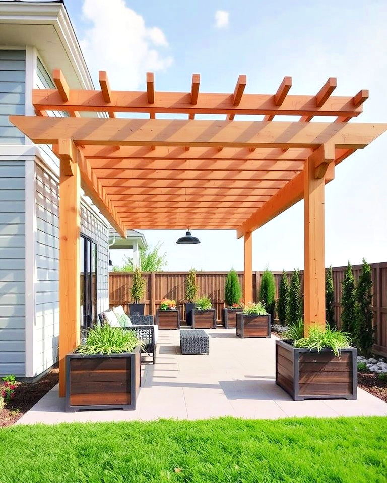 pergola with integrated planter boxes