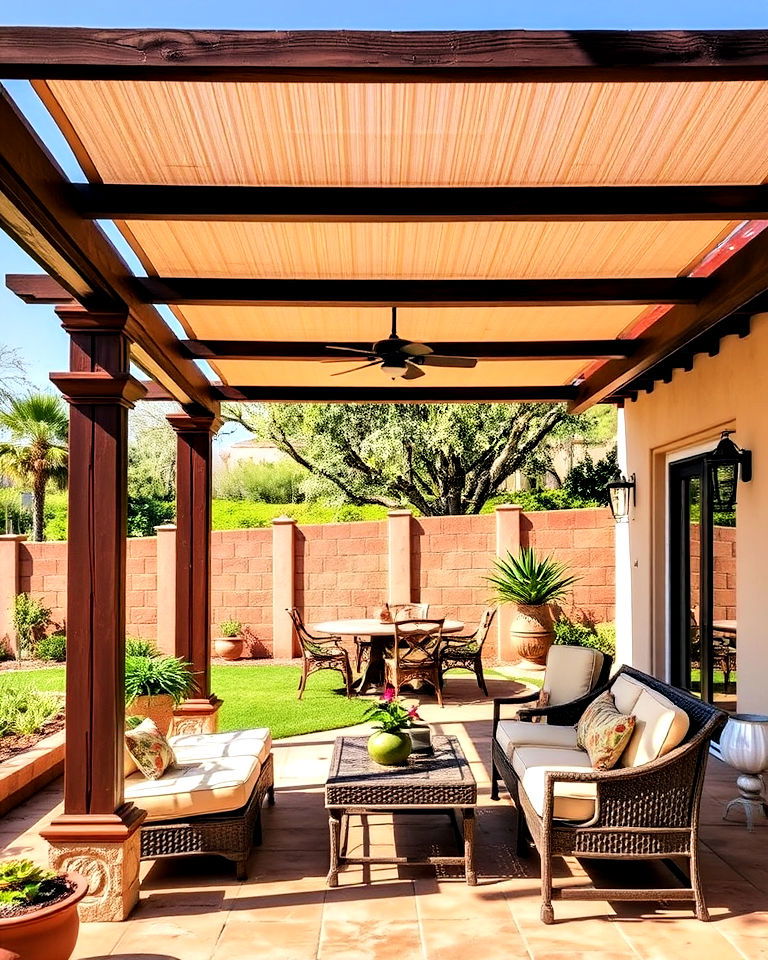 pergola with shade cloth for the patio