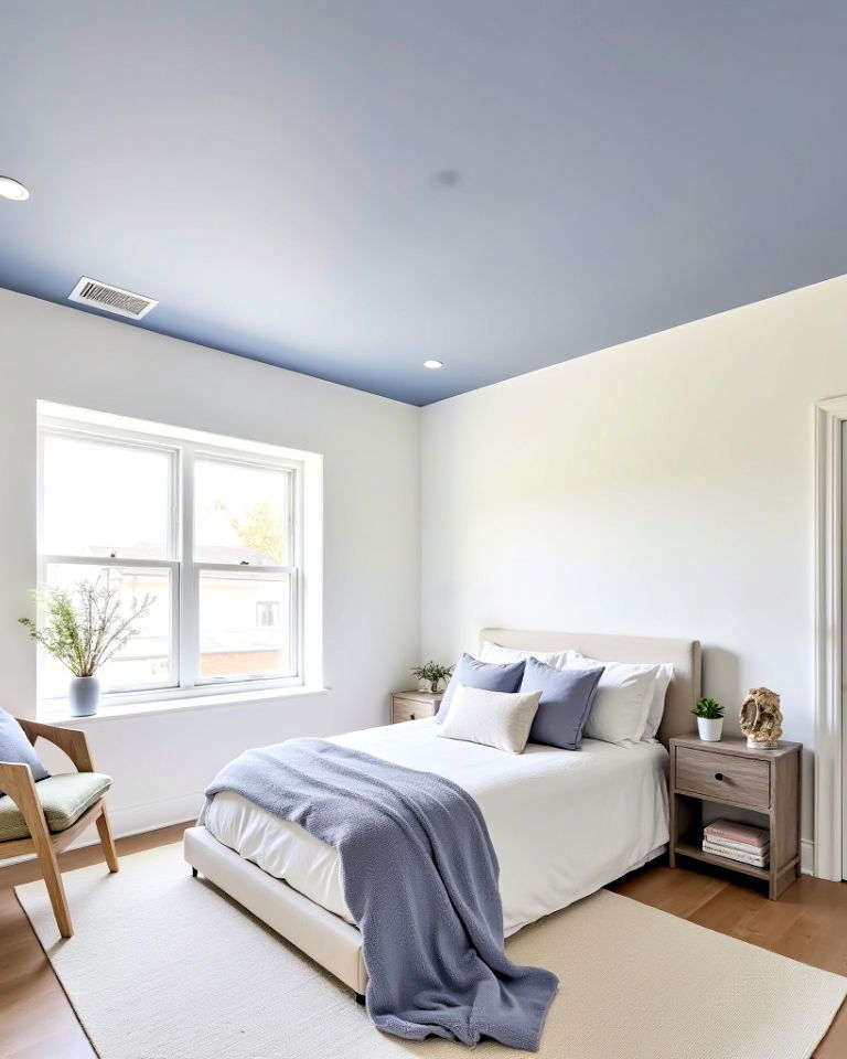 periwinkle bedroom ceiling to add depth