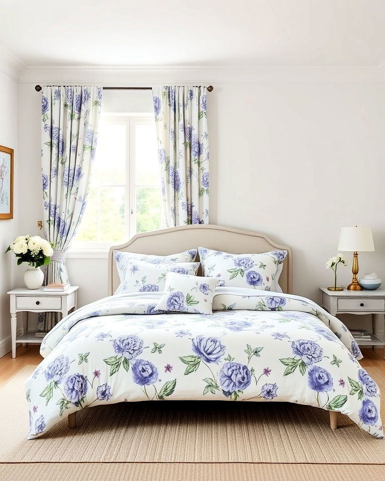 periwinkle bedroom floral prints idea