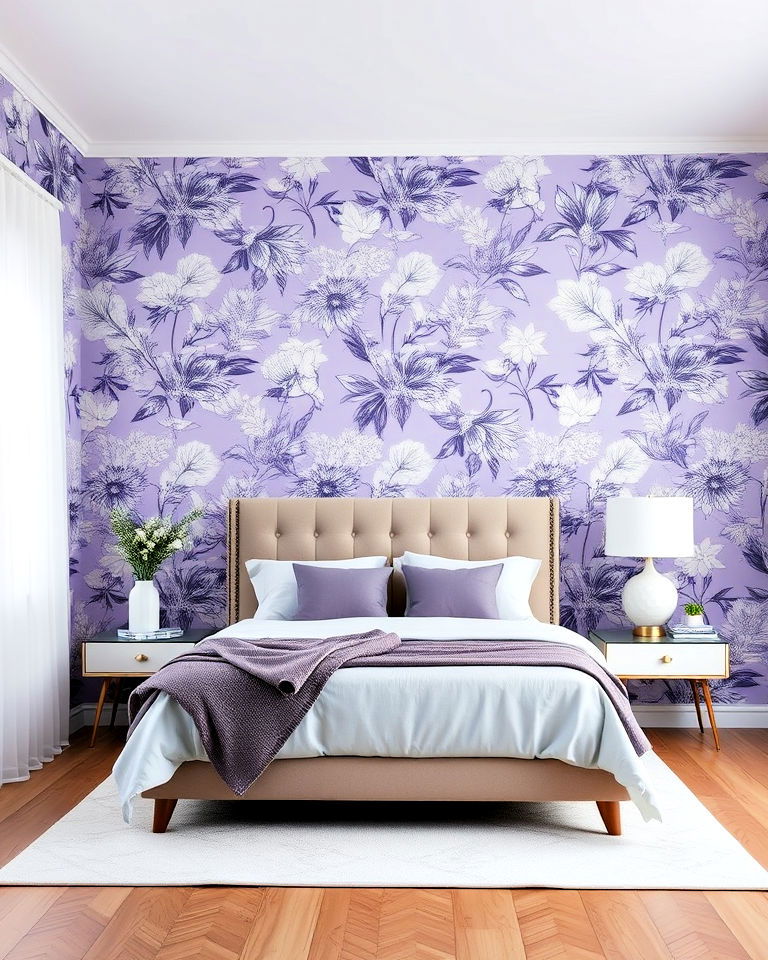 periwinkle bedroom wallpaper idea