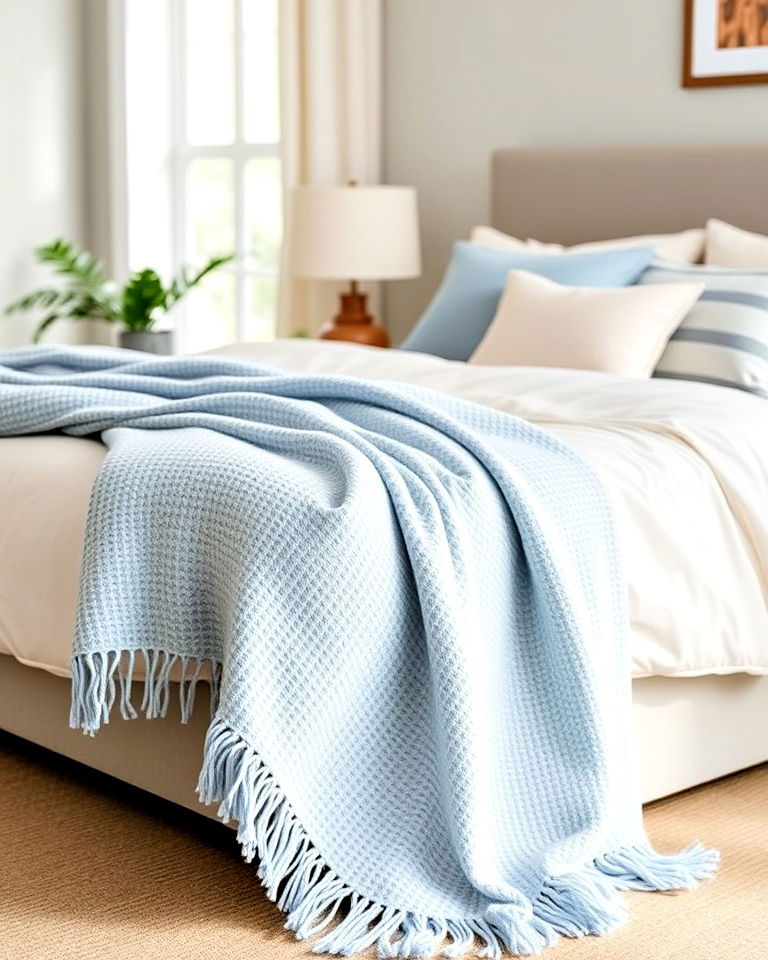 periwinkle throw blanket to add comfort