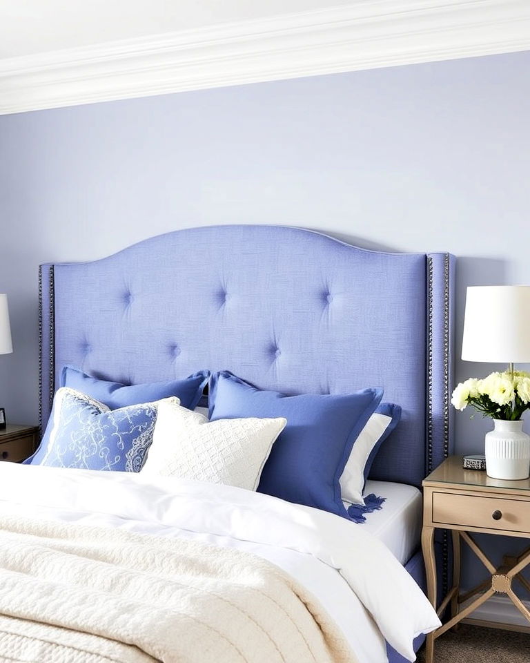 periwinkle upholstered headboard design