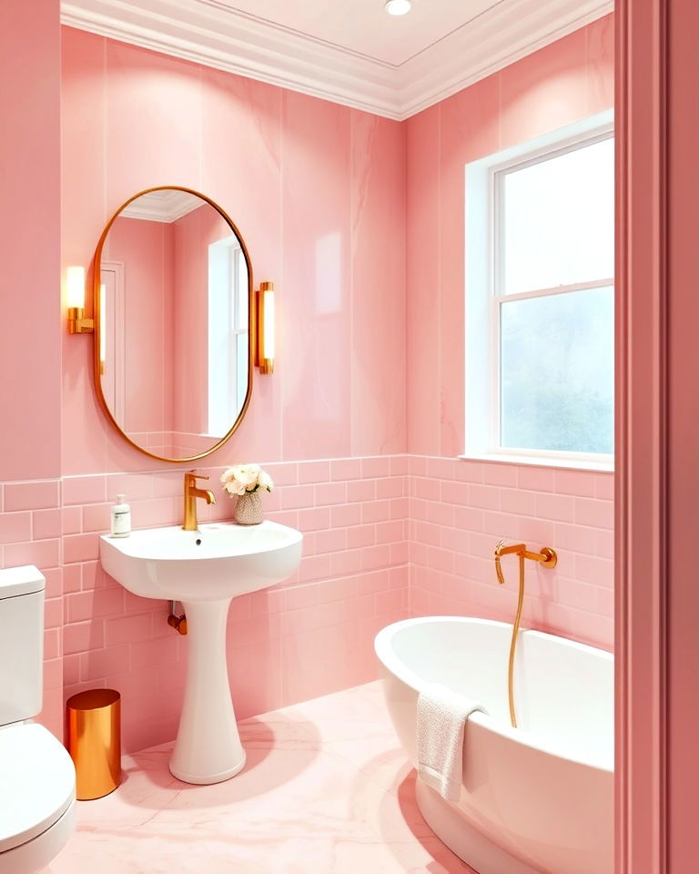 pink and gold accents bathroom