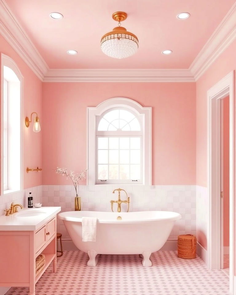 pink ceiling for an unexpected twist bathroom