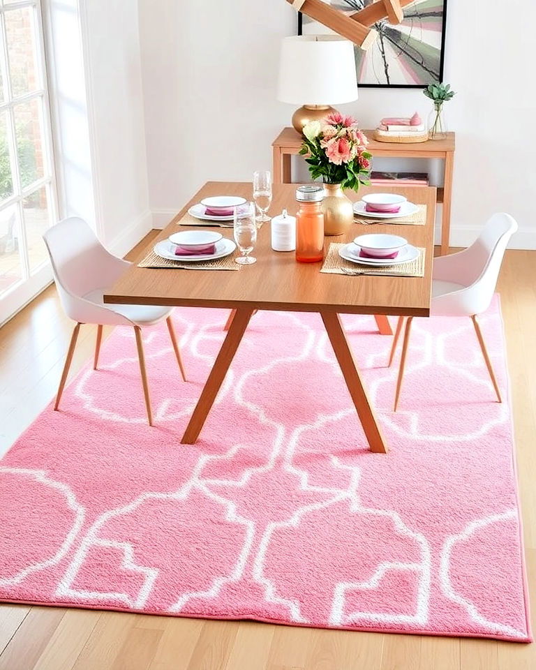 pink geometric rugs