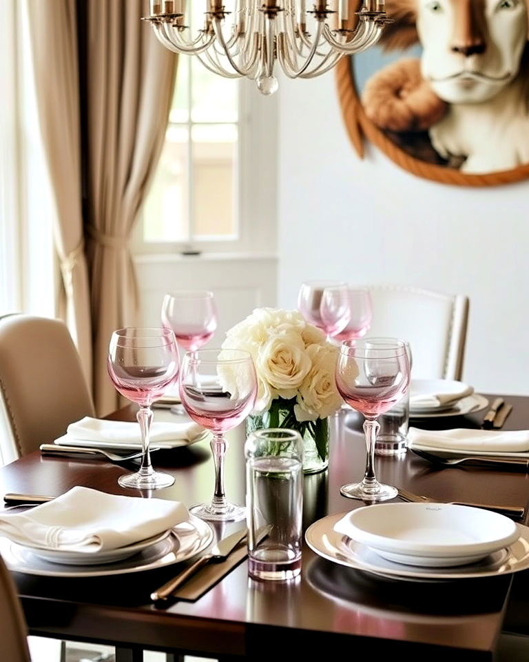 pink glassware for a pop of color