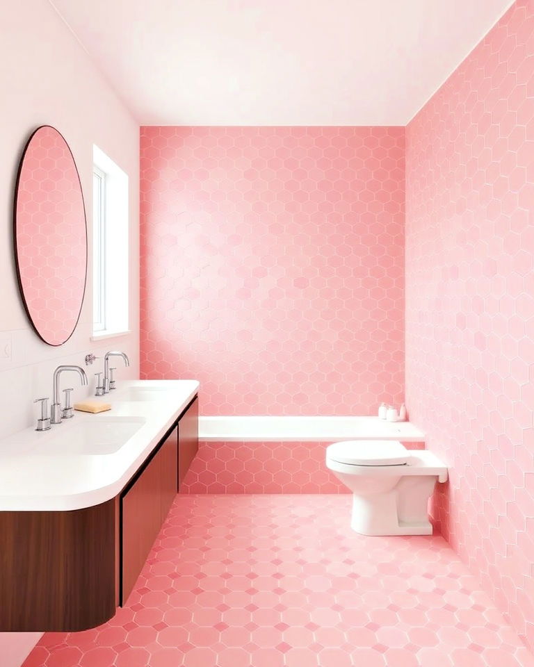 pink hexagon tiles for a geometric look