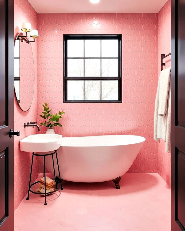 pink hexagon tiles for a geometric twist