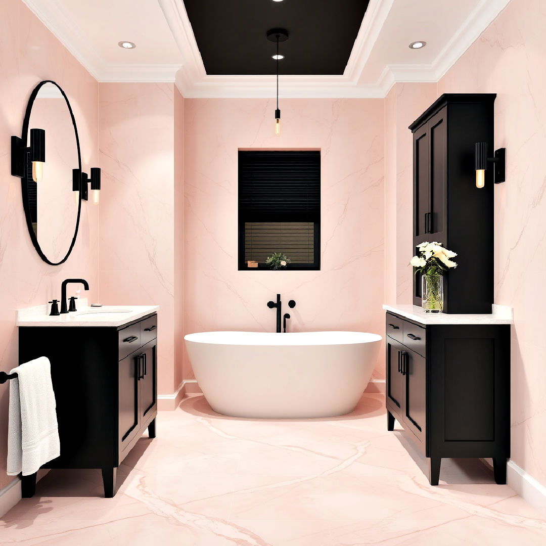 pink marble bathroom tiles to add depth
