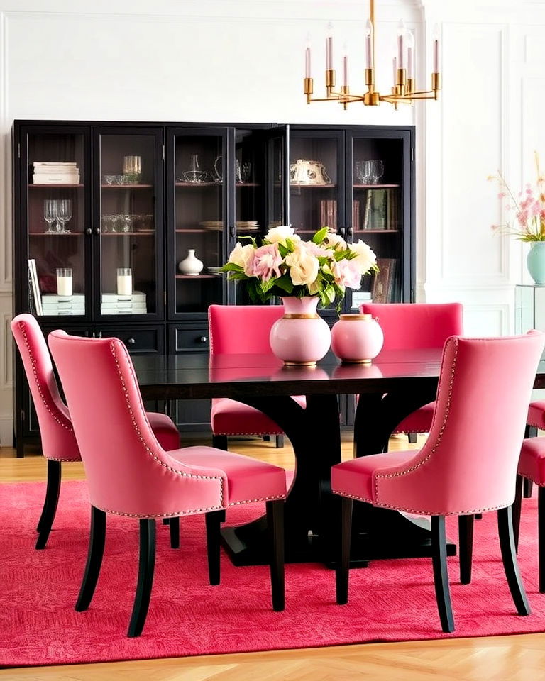 pink velvet dining chairs