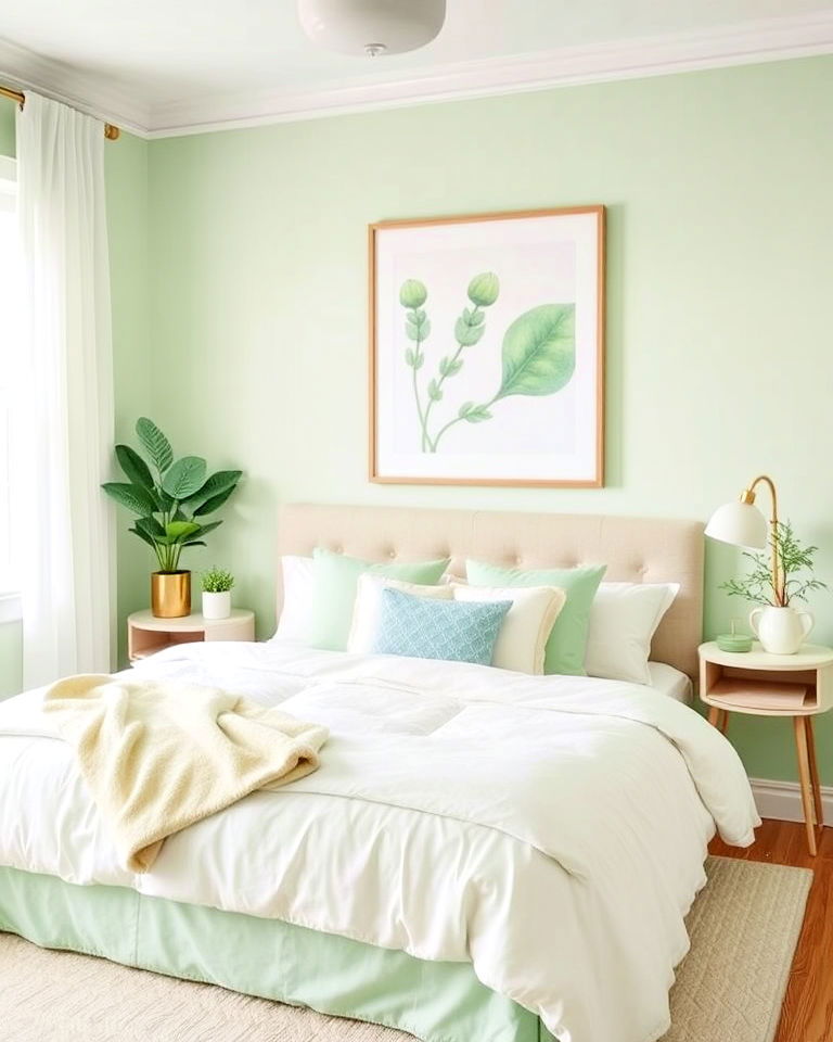 pistachio green details for pastel themed room