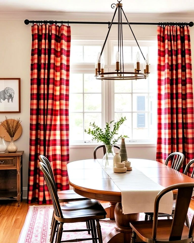 plaid curtains for country dining room