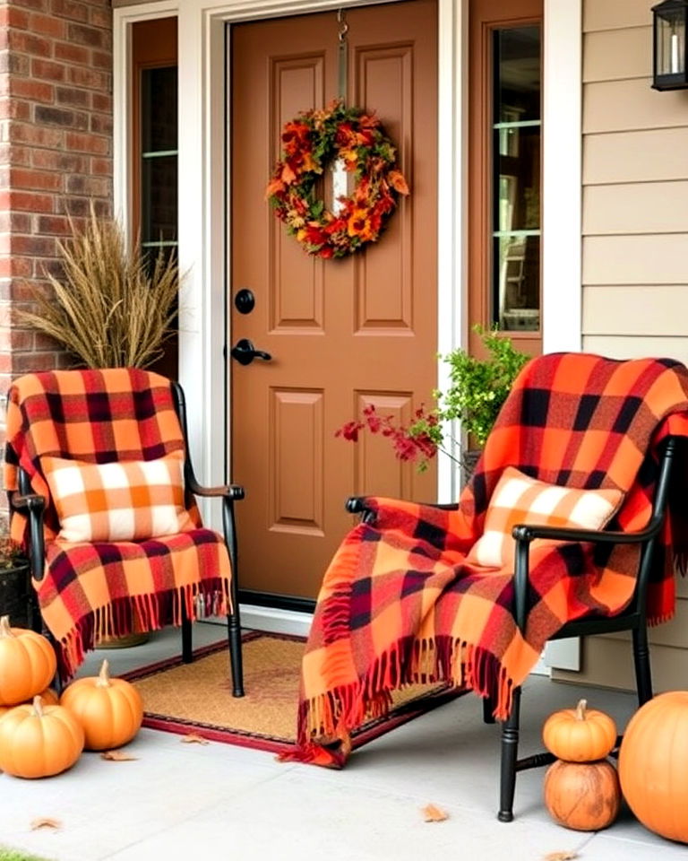 plaid throw blankets for front door