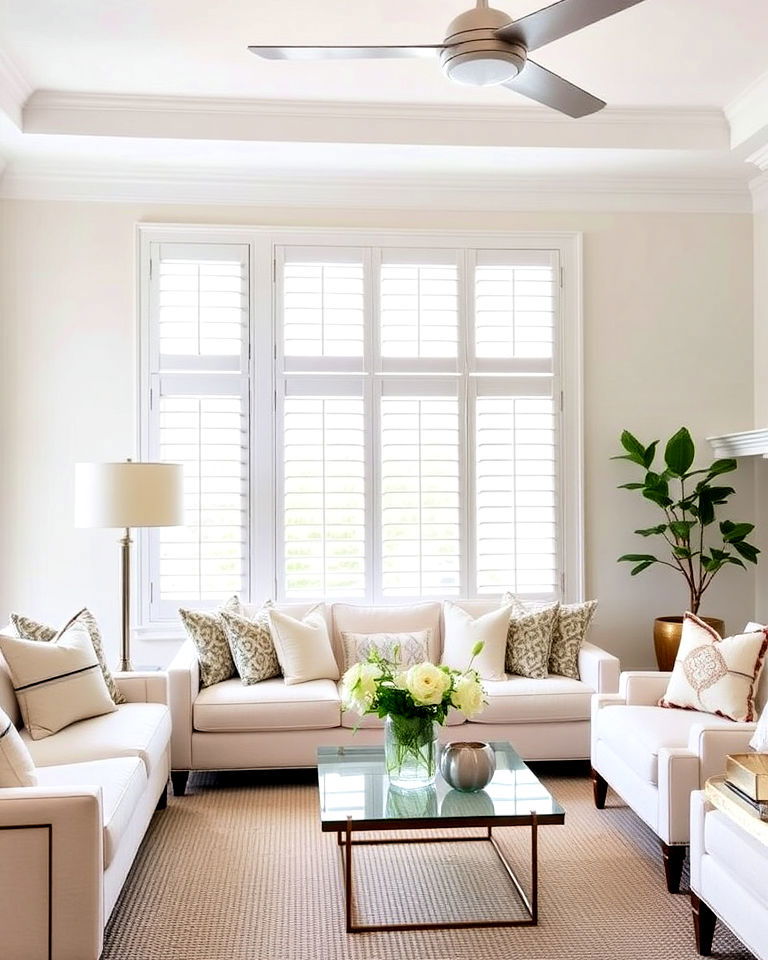 plantation shutters for hamptons style living room