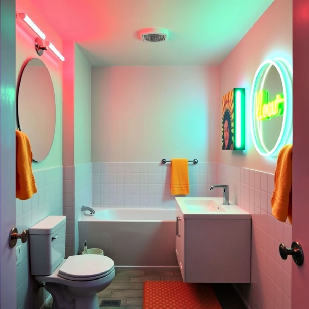 playful pop of neon for teen bathroom