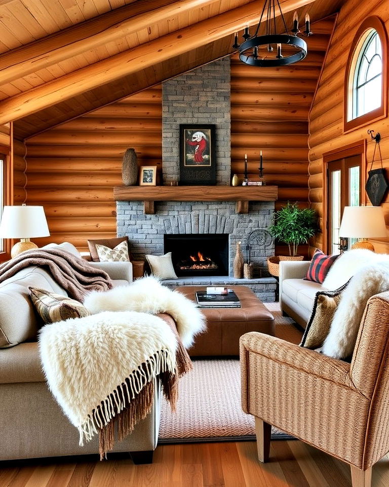 plush throws and blankets for cabin living room