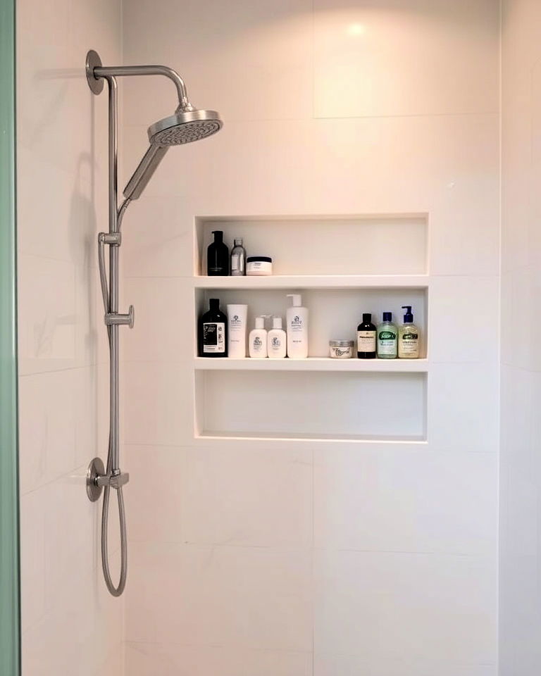 pocket shelves in the shower