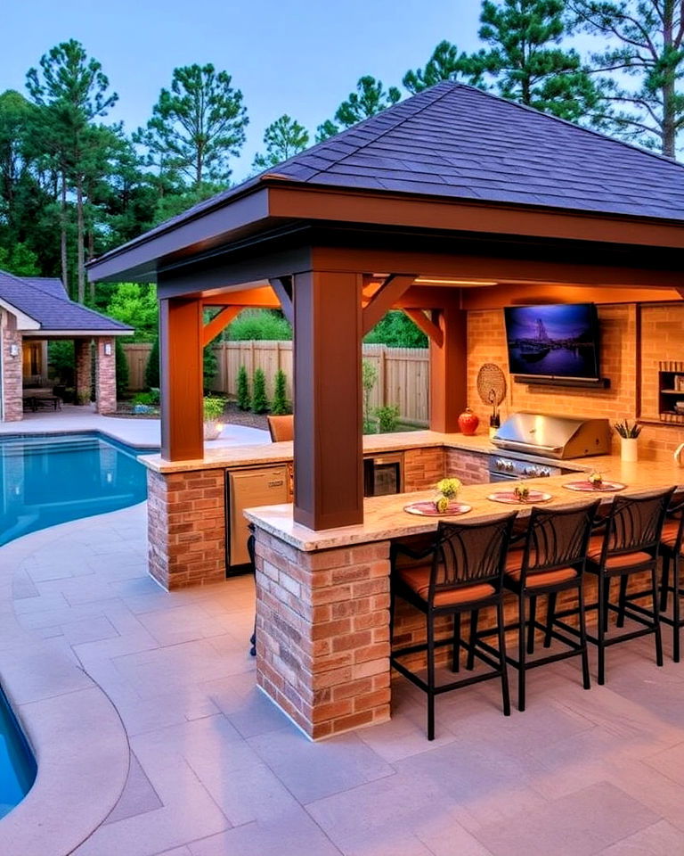 poolside gazebo with wet bar and grill