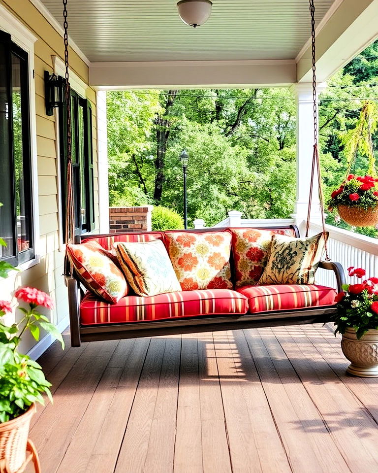 porch swing with cushions