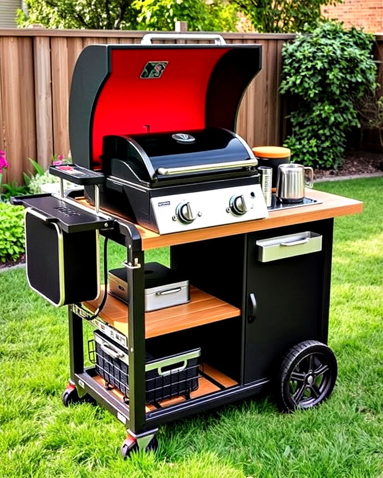 portable bbq cart setup