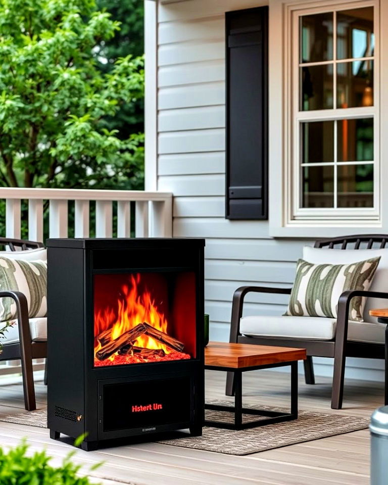 portable electric fireplace for your porch