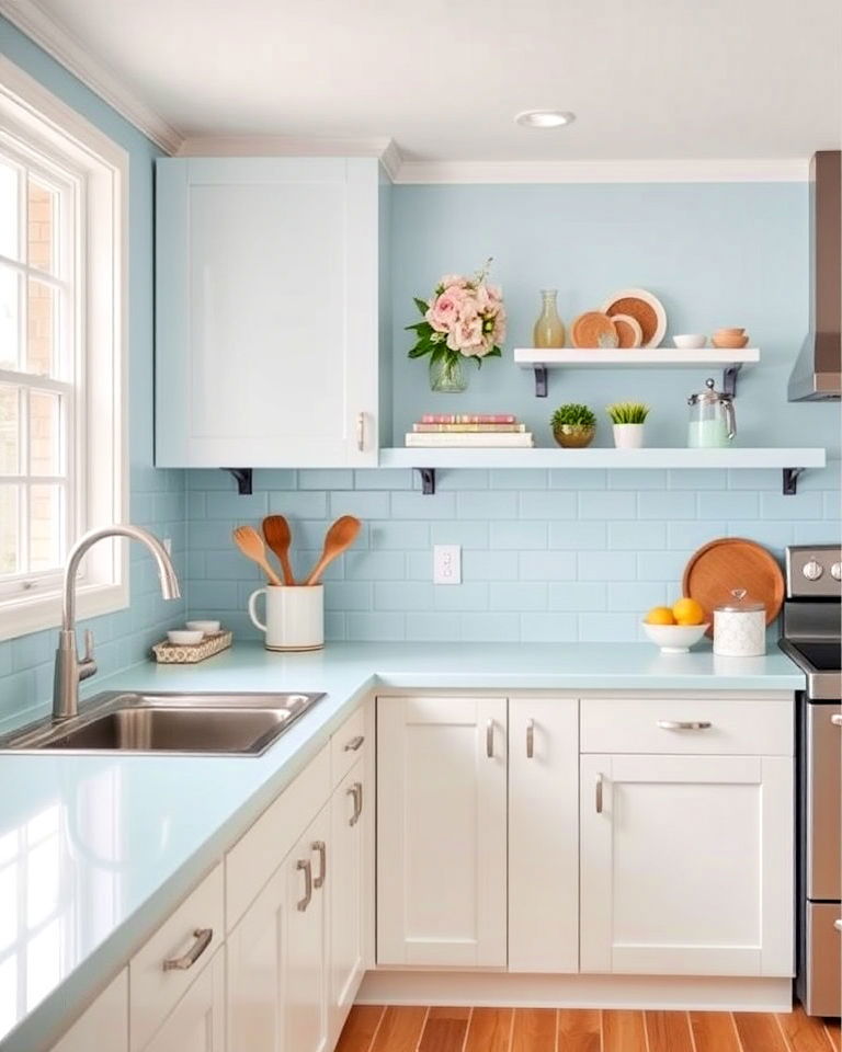powder blue laminate countertops