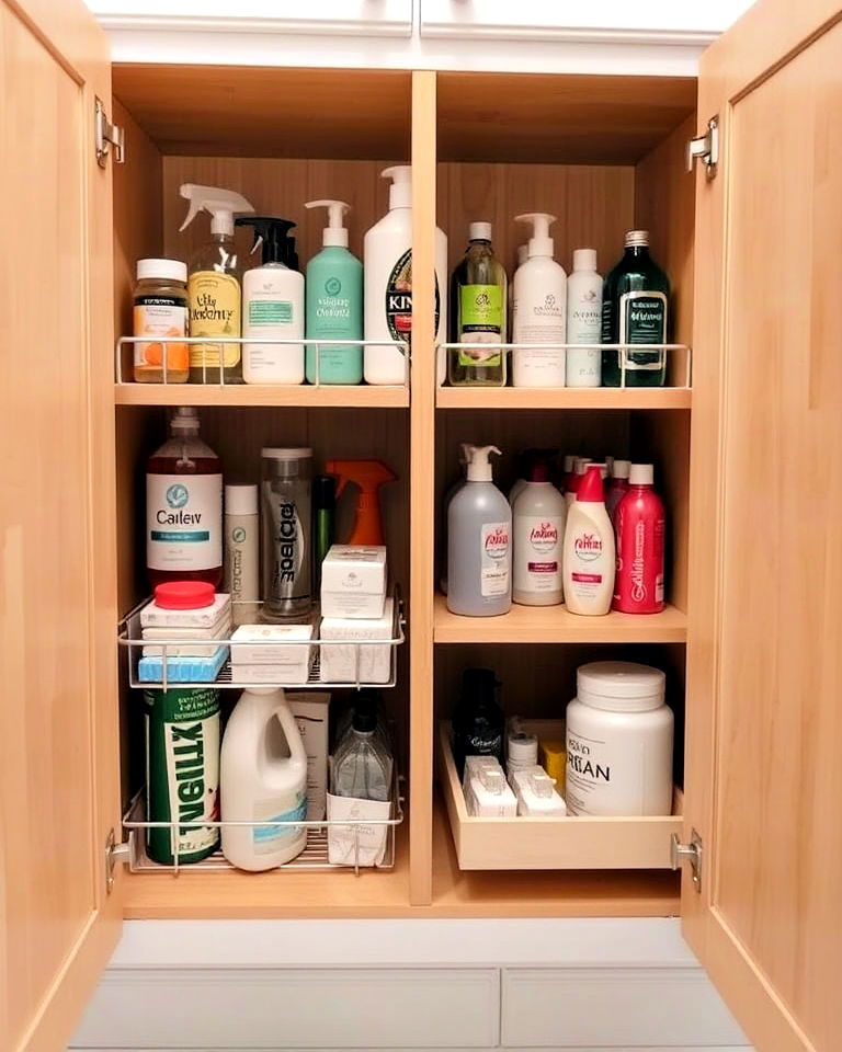 pull out shelves for bathroom cabinet