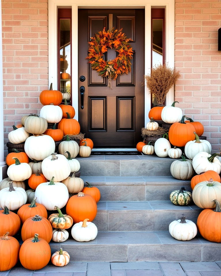 pumpkin decorating for front door