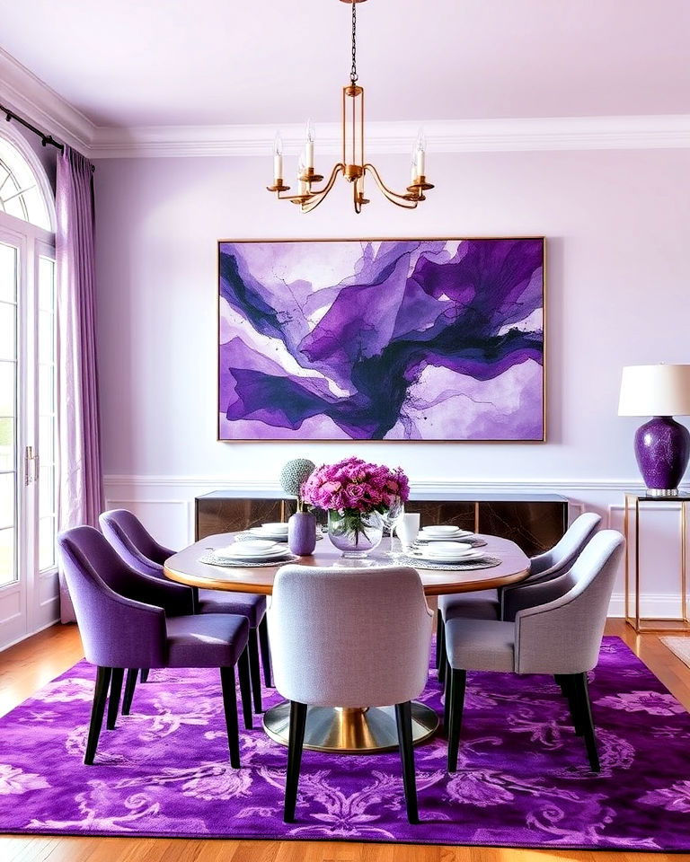 purple art pieces for the dining room