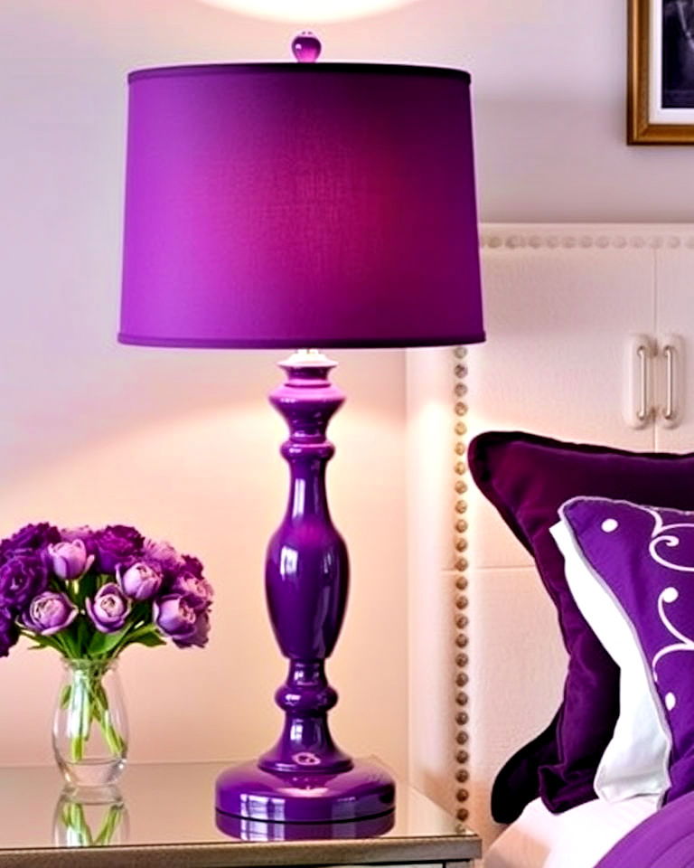 purple bedside lamps decor