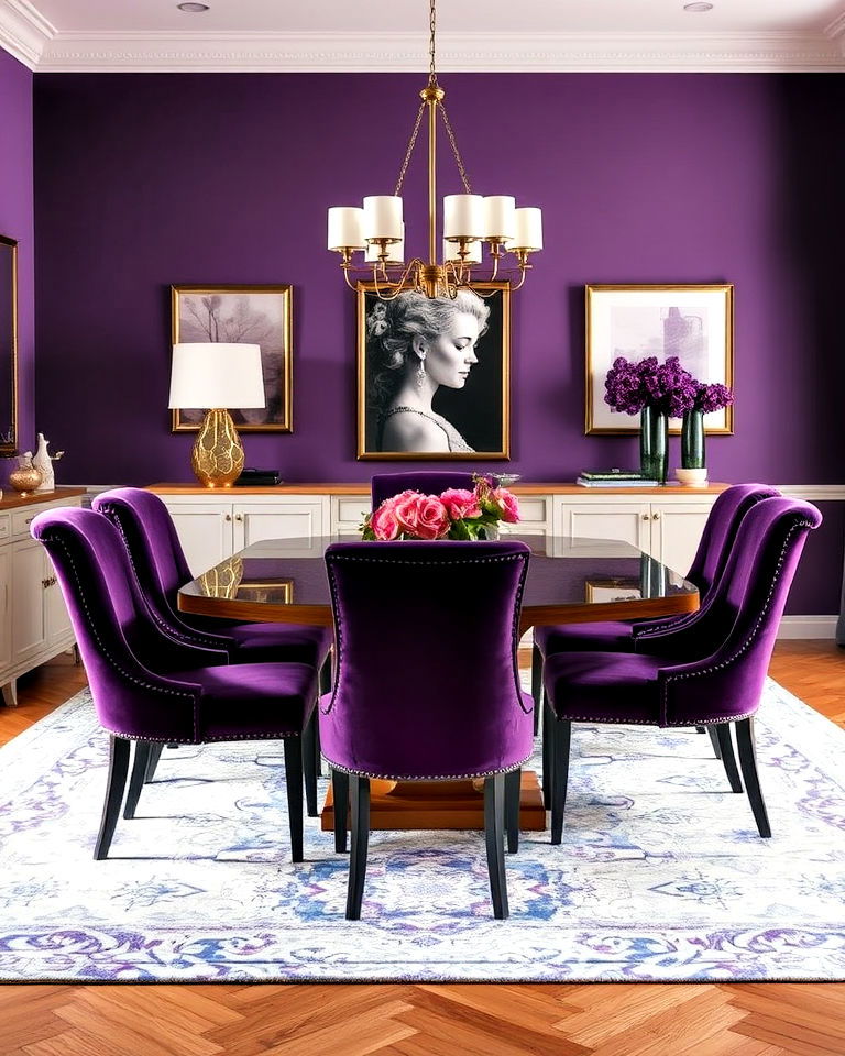 purple velvet dining chairs