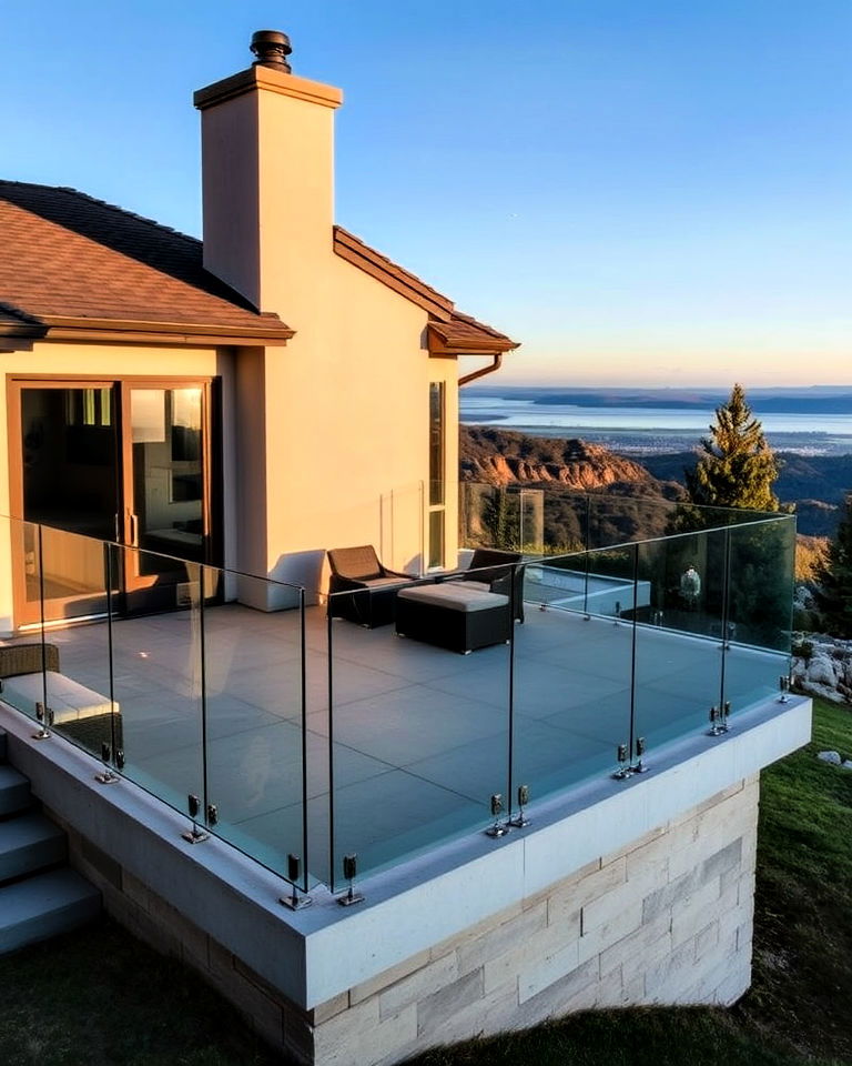 raised patio with glass railing