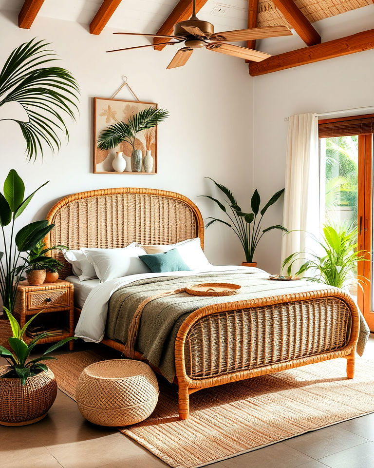 rattan furniture for tropical bedroom