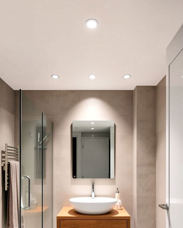 recessed lighting for a sleek bathroom look