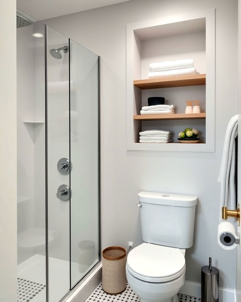 recessed shelving for extra space