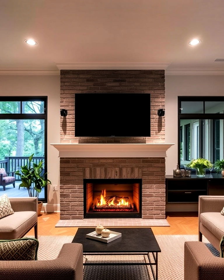 recessed spotlights around your fireplace