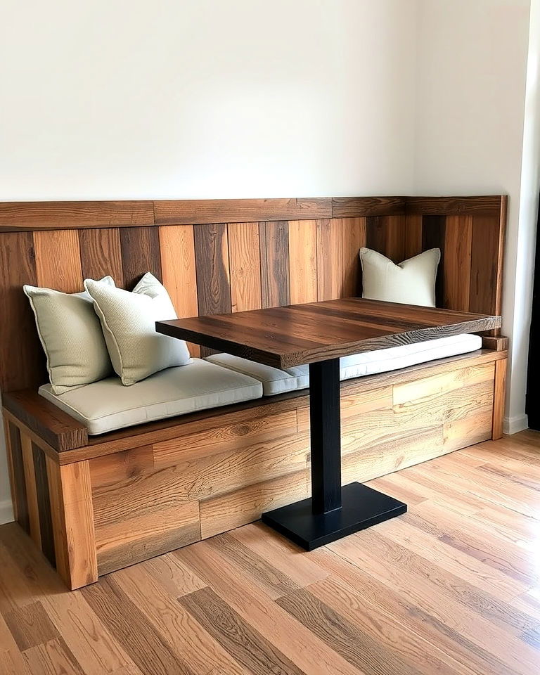 reclaimed wood banquette seating