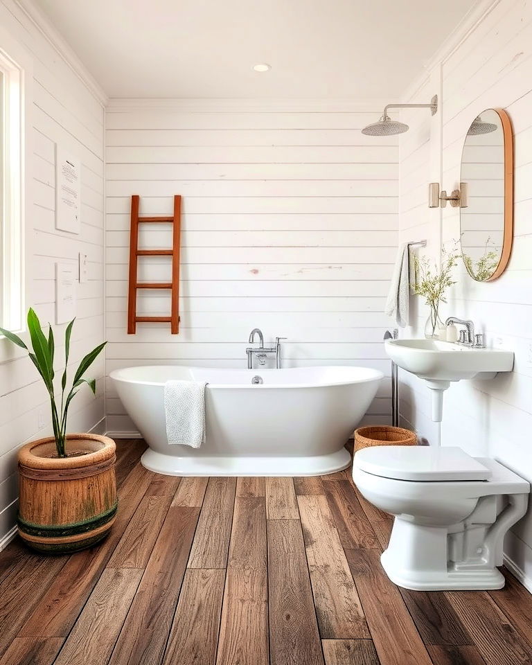 reclaimed wood floor for bathroom